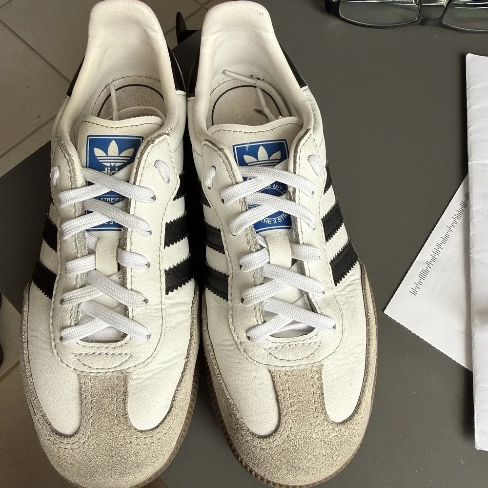Adidas Samba OG Kids Size 1 White Black Gum Sneakers